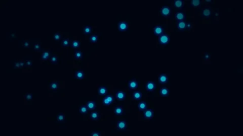 Abstract background featuring scattered glowing blue circles on black space Видео 336263393
