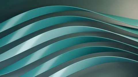 Abstract Background Featuring Smooth Curved Layers In A Calming Teal And Gr.. Stock Illustration