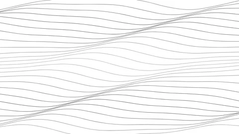 Abstract background featuring smooth parallel wavy lines flowing across white Stock Footage 345315773