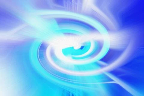 Abstract background featuring vibrant blue and white light rays swirling Illustrazione stock