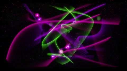 Abstract background featuring vibrant glowing pink and green light trails vid Video stock 346062534
