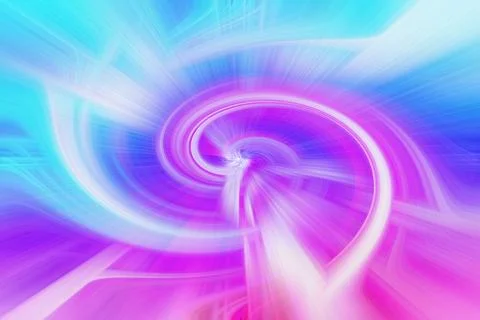Abstract background featuring vibrant purple and cyan light trails in a circle Stock Illustration