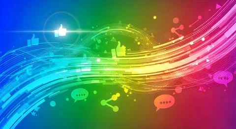 Abstract background featuring vibrant rainbow gradients with flowing digita.. Stock Illustration
