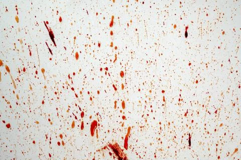 Abstract background featuring vibrant red blood splatters, drops, and stain.. Stock Photos