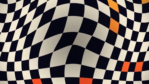 Abstract background featuring a warped checkered pattern with black, white .. Stock Footage 347465522