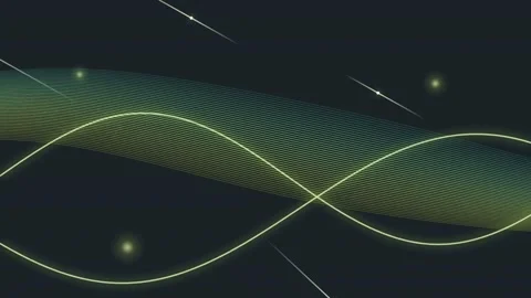 Abstract background featuring wavy lines and glowing light particles in dar.. Video stock 341096804