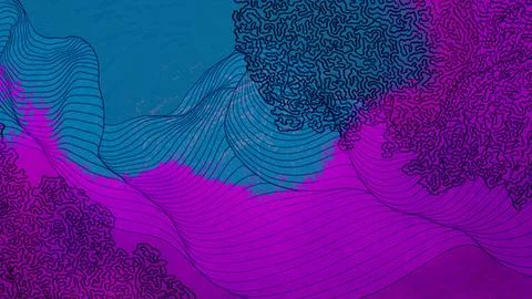 Abstract background featuring wavy lines and intricate labyrinth patterns Stock Illustration