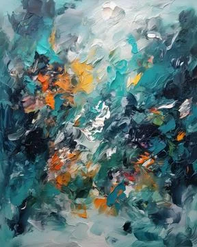 Abstract background, filled with vibrant blue and green strokes, Illustrazione stock