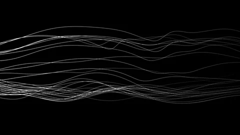 Abstract background of fine wavy lines in motion - white on black (FULL HD) Stock Footage