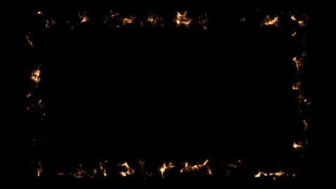 Abstract background with fire frame on black backdrop Stock Illustration