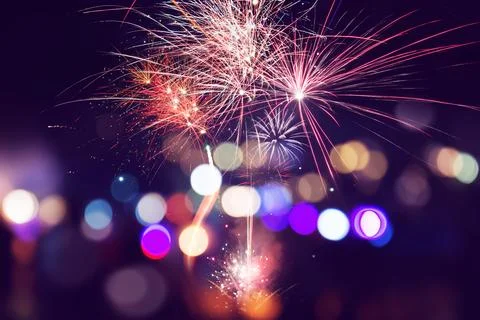 Abstract background. Fireworks circle blur. Colorful in celebration Stock Photos