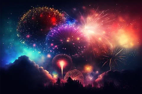 Abstract background with fireworks.background of new years day celebration .. Stock Illustration
