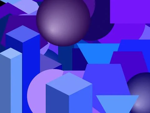 Abstract background with flat and 3d shapes Stock Illustration