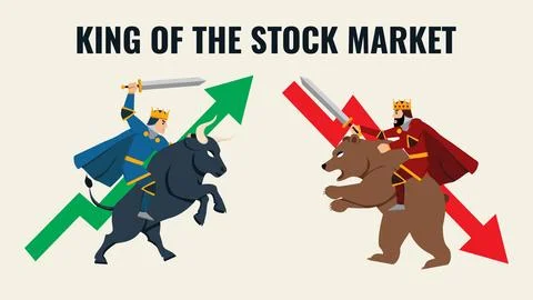 Abstract background of flat vector king of the stock market with weapon swo.. Illustrazione stock