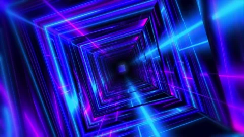 Abstract background flight through neon light digital tunnel loop Vidéo 144737816