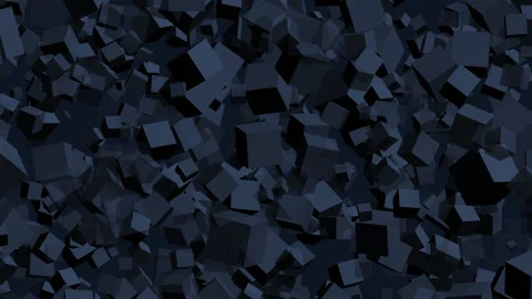 Abstract background with floating and spinning cubes of dark blue color. A three Stock Footage 238387927