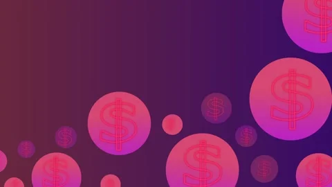 Abstract background with floating circles and dollar signs suggesting money.. Stock Footage 336753845