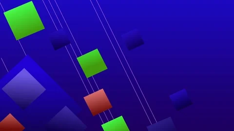 Abstract background with floating colorful squares and diagonal lines moder.. Vídeos de archivo 336752717