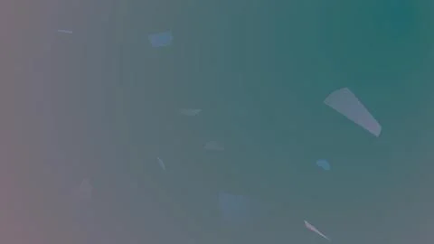 Abstract Background with Floating Geometric Shapes over Muted Teal and Purp.. Ilustração Stock