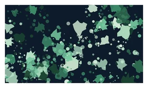 Abstract background with floating green geometric shapes and small dots for.. Stockillustratie