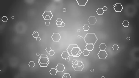 Abstract background with floating hexagon outlines and soft light glow anim.. 库存影片 336904324