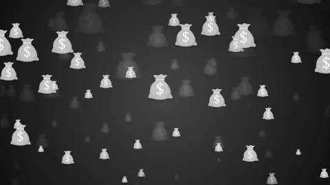Abstract background with floating money bag icons suggesting finance saving.. 库存影片 337265229