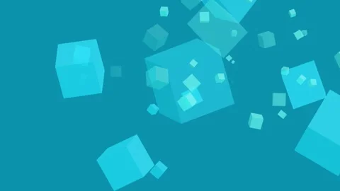 Abstract background with floating translucent cubes and geometric shapes an.. Stock Footage 339281784