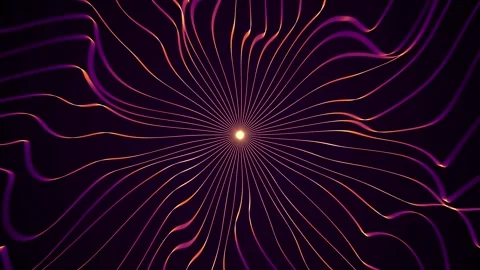 Abstract background with floating yellow purple radial stripes Stock Footage 303074207