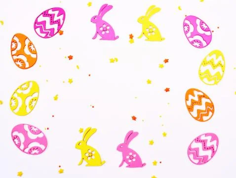 Abstract Background with Floral Easter Egg, Trendy Design Template Stock Photos