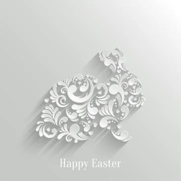 Abstract Background with Floral Easter Rabbit Stock Illustration