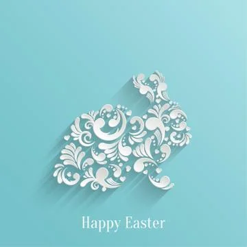 Abstract Background with Floral Easter Rabbit Illustrazione stock