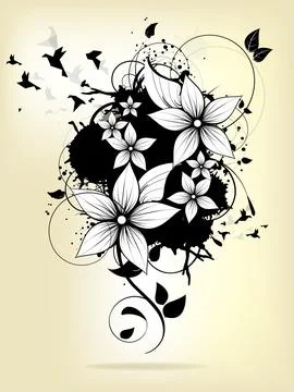 Abstract background with floral elements and swirls 스톡 일러스트