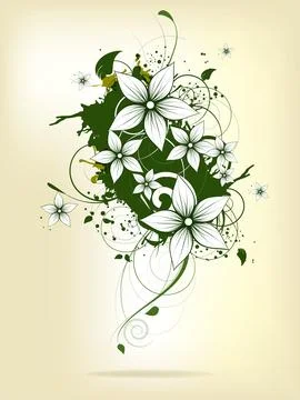 Abstract background with floral elements and swirls 스톡 일러스트