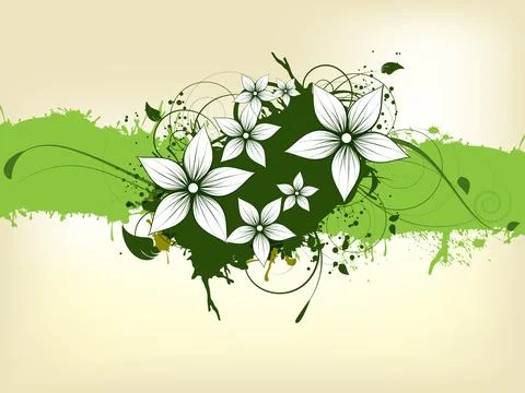 Abstract background with floral elements and swirls Stock Illustration