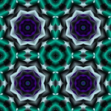 Abstract background with floral patterns in  blue tones on a dark basis. Stock Illustration