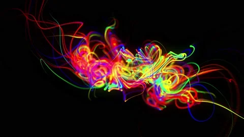 Abstract background flow of glow lines. Running lights particles form in 3d Stock Footage 139985835