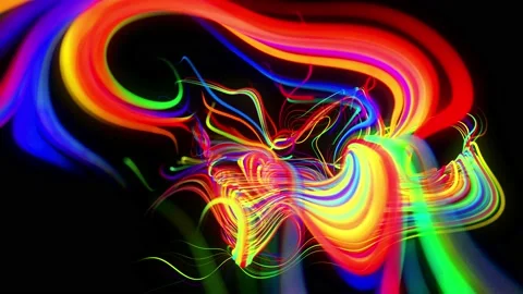 Abstract background flow of glow lines. Running lights particles form in 3d Stock Footage 139985928
