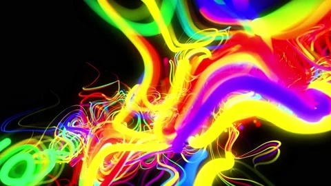 Abstract background flow of glow lines. Running lights particles form in 3d Stock Footage 139986068