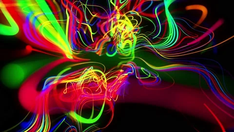 Abstract background flow of glow lines. Running lights particles form in 3d Stock Footage 139986189
