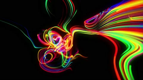 Abstract background flow of glow lines. Running lights particles form in 3d Stock Footage 139986310