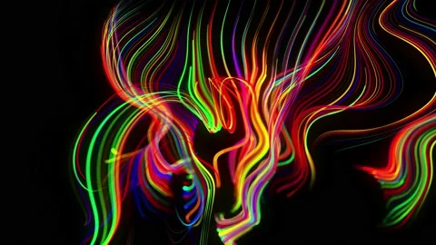 Abstract background flow of glow lines. Running lights particles form in 3d Video stock 139986328