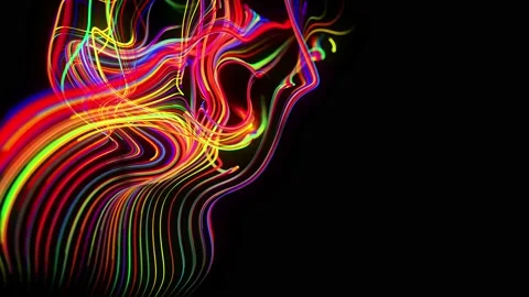 Abstract background flow of glow lines. Running lights particles form in 3d Stock Footage 139986422