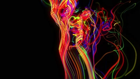 Abstract background flow of glow lines. Running lights particles form in 3d Stock Footage 139986487