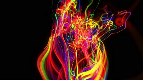 Abstract background flow of glow lines. Running lights particles form in 3d Stock Footage 140276115