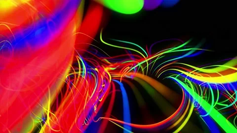 Abstract background flow of glow lines. Running lights particles form in 3d Stock Footage 140904520