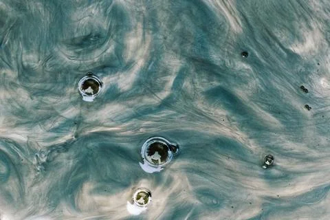 Abstract background of flow waves and bubbles Stock Photos