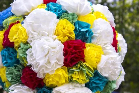Abstract background of the flowers of colored paper Stock Photos