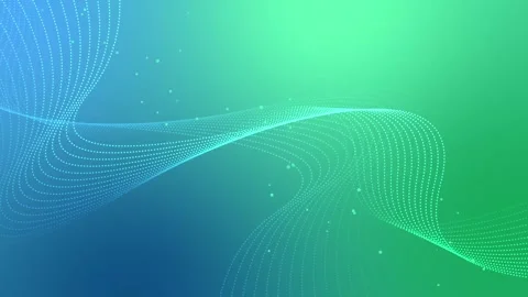 Abstract background with flowing dotted wave lines and bokeh particles anim.. Vidéo 334761134