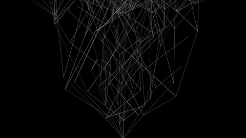 Abstract background of flowing lines drawing complex network - on black (4K) Video stock 116343364