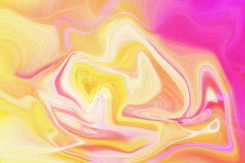 Abstract background with flowing liquid marble effect in vibrant yellow pink Stock Illustration